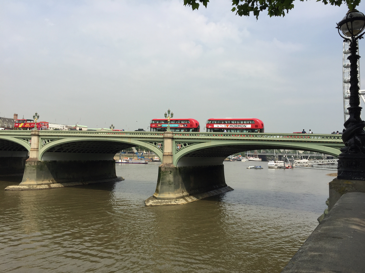Westminster Bridge with iconic red buses